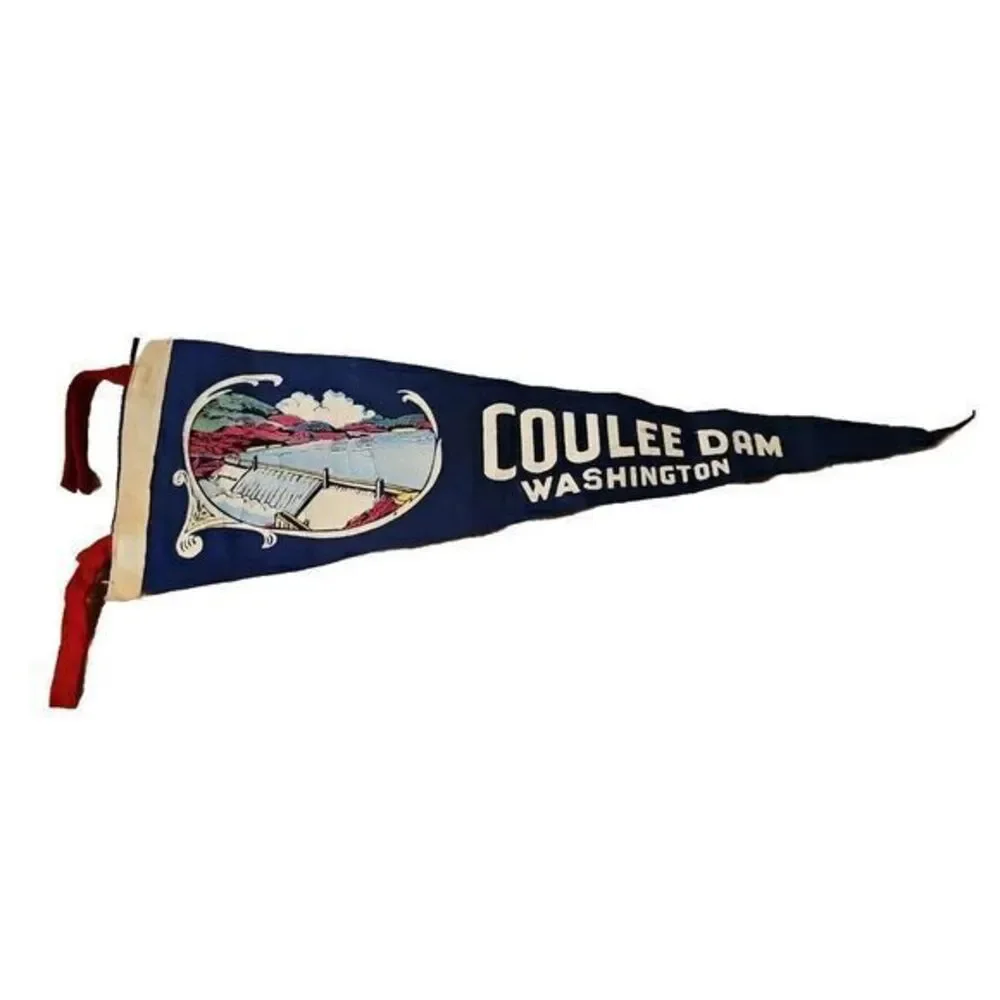 Souvenir Pennant Coulee Dam‎ Washington 1950s or 1960s Vintage